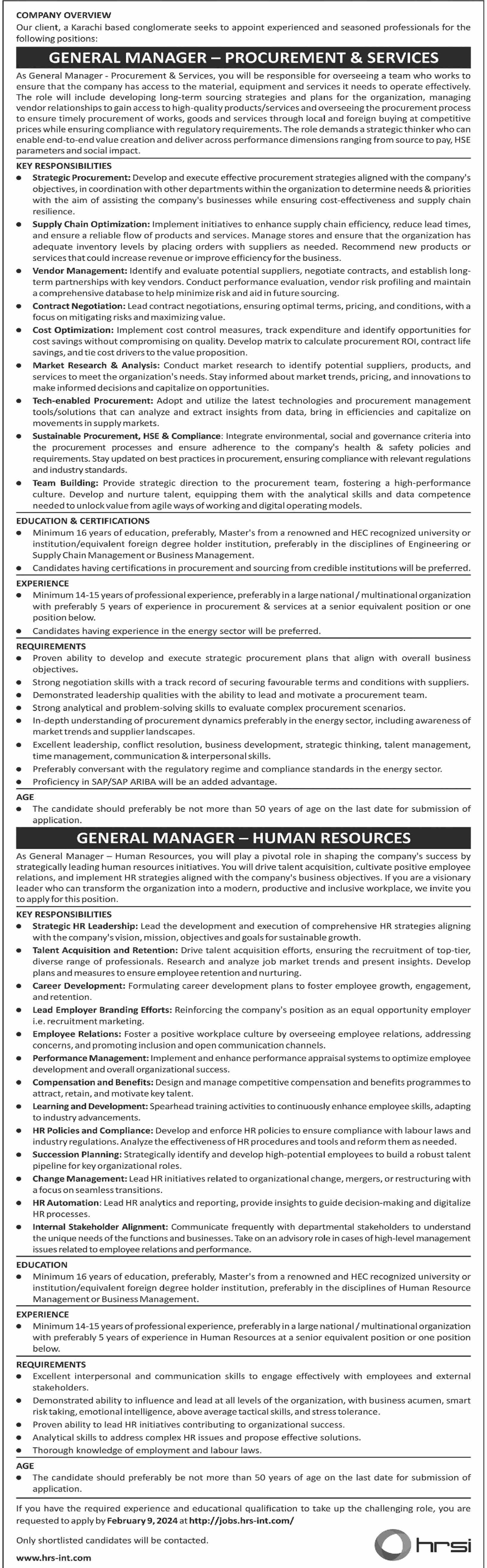 Human Resource Solution HRSI Karachi Jobs 2024 – Private Company Jobs 2024 — original advertisement