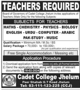 Cadet College Jhelum Punjab Jobs 2024 Jobs 2024 — original advertisement