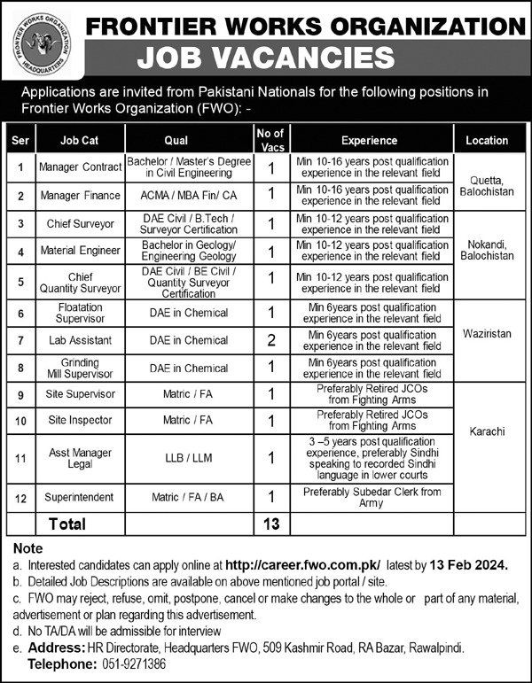 Frontier Works Organization Jobs 2024 Jobs 2024 — original advertisement