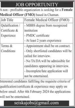 Non Profitable Organization Chaman Jobs 2024 – Public Sector Organization Jobs 2024 — original advertisement