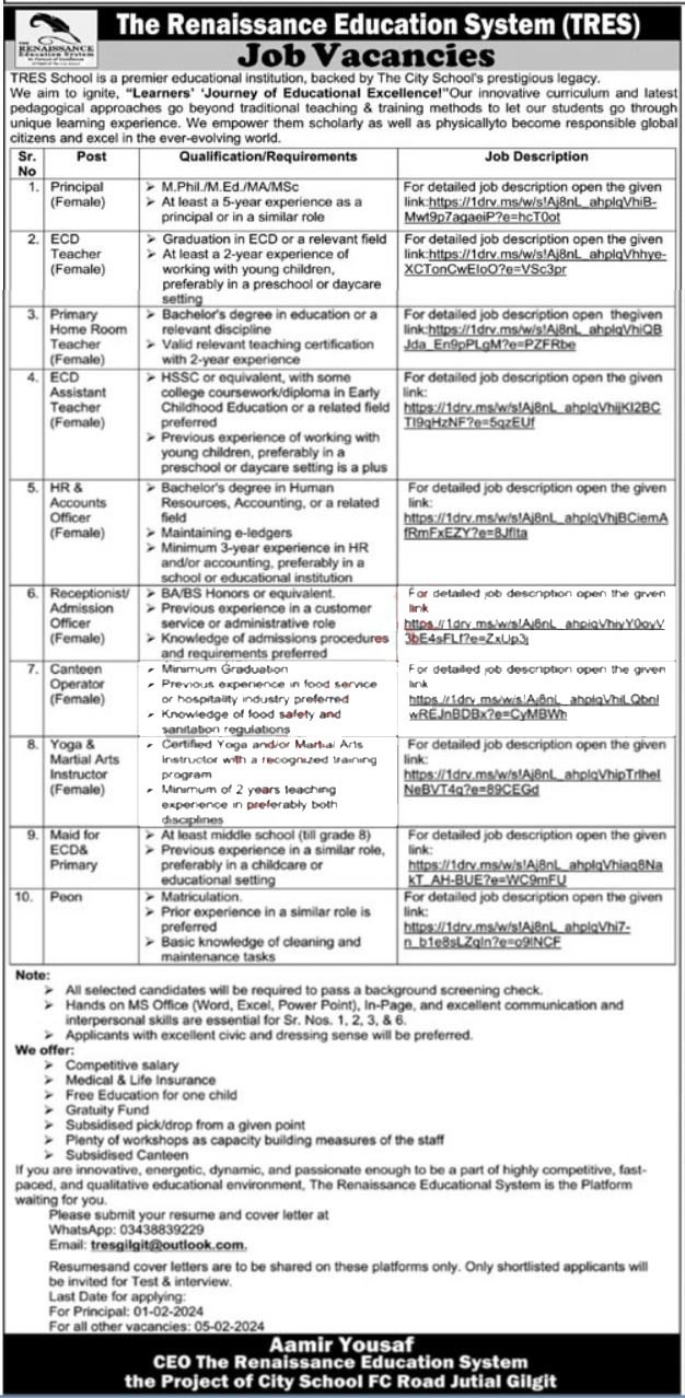 The Renaissance Education System TRES Jobs 2024 Jobs 2024 — original advertisement