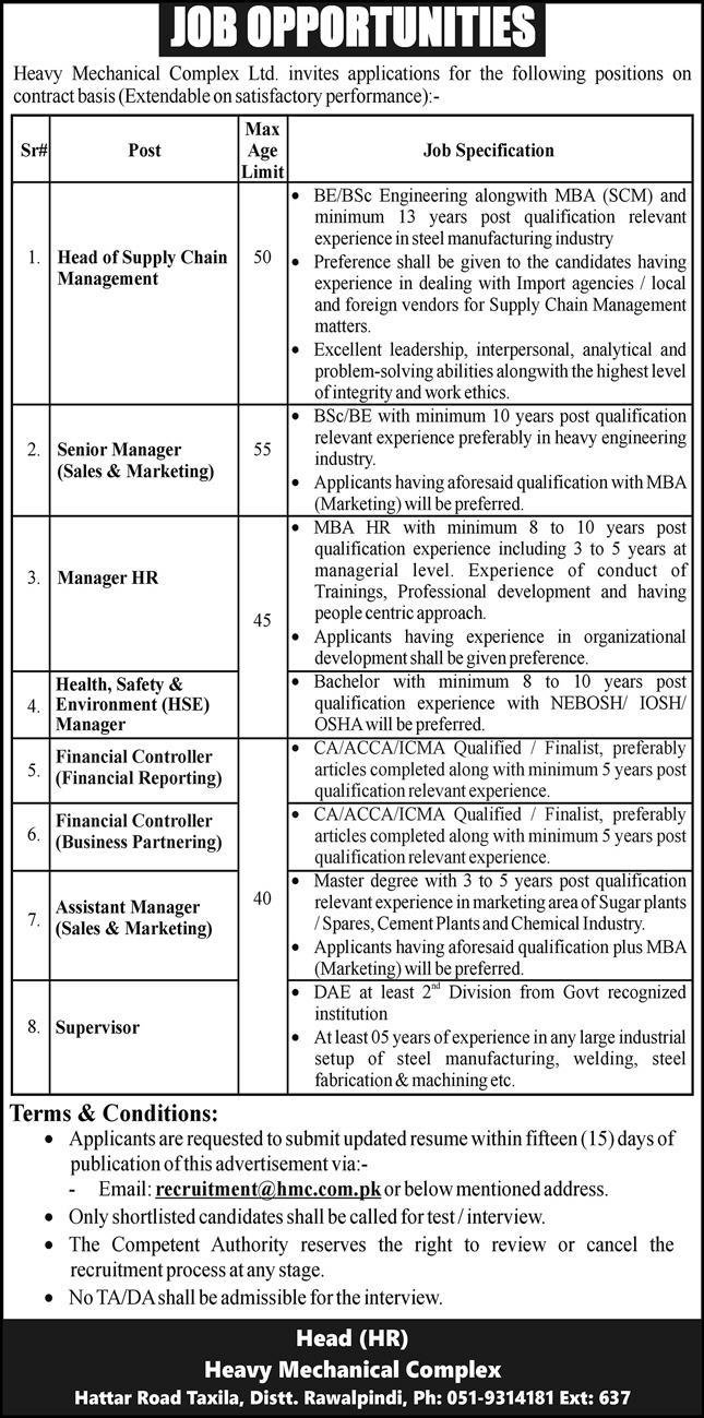 Heavy Mechanical Complex HMC Islamabad Jobs 2024 Jobs 2024 — original advertisement