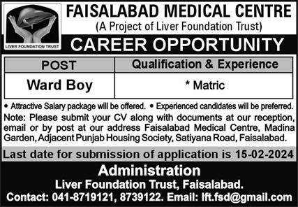 Faisalabad Medical Centre Punjab Jobs 2024 – Health Department Punjab Jobs 2024 — original advertisement