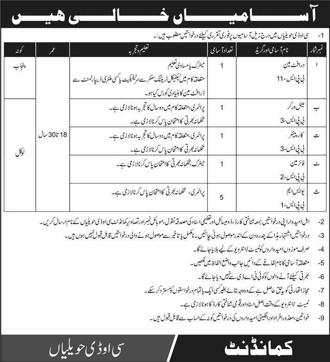 Central Ordnance Depot COD Havelian Jobs 2024 Jobs 2024 — original advertisement