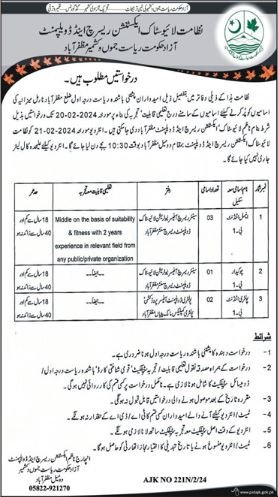 Livestock Extension Research & Development AJK Jobs 2024 – Livestock & Dairy Development Department Jobs 2024 — original advertisement