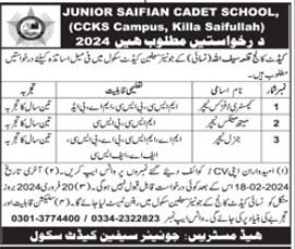 Cadet College Killa Saifullah Balochistan Jobs 2024 – Cadet College Killasaifullah Balochsitan Jobs 2024 — original advertisement