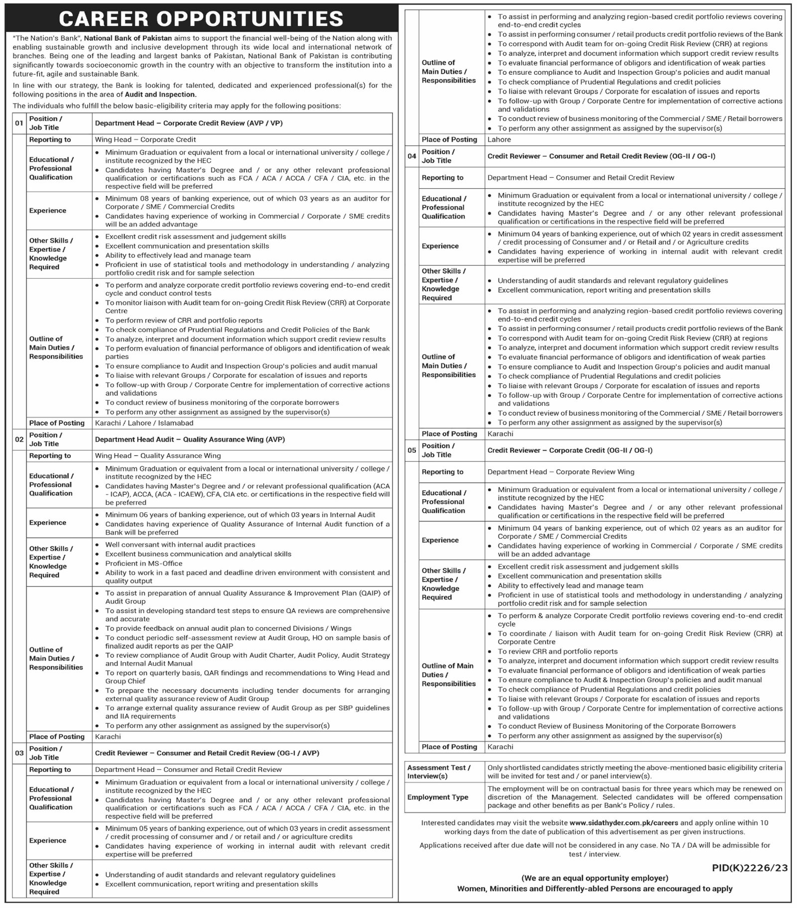 National Bank of Pakistan NBP Karachi Jobs 2024 Jobs 2024 — original advertisement