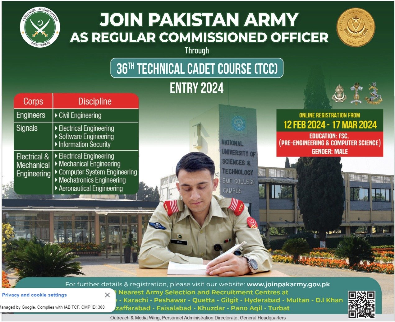 Pakistan Army Technical Cadet Course Jobs 2024 Jobs 2024 — original advertisement