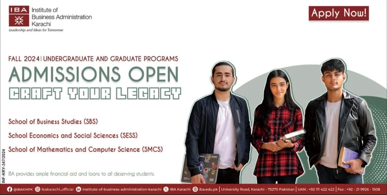 Admissions Open Institute of Business Adminstration Karachi – IBA Karachi Admissions 2024 — original advertisement