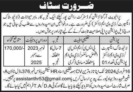 Private Organization Rajanpur Punjab Jobs 2024 – Private Sector Organization Jobs 2024 — original advertisement