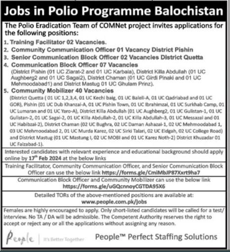 Polio Eradication Program Balochistan Jobs 2024 – Polio Eradication Programme Balochistan Jobs 2024 — original advertisement
