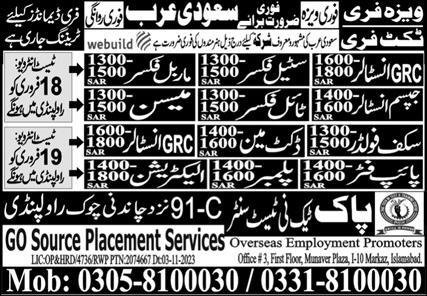 Electrician & Docket Man Jobs 2024 In Saudi Arabia – Pak Techni Test Center Jobs 2024 — original advertisement