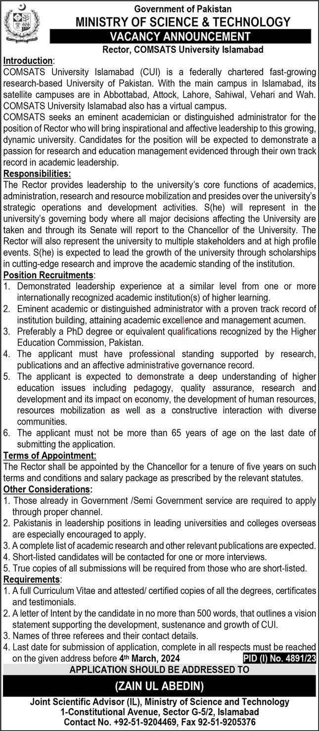 Ministry of Science and Technology MOST Islamabad Jobs 2024 – Ministry of Science & Technology Islamabad Jobs 2024 — original advertisement