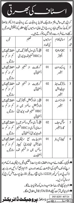 Jobs in World Bank funded Project Karachi – Public Sector Organization Jobs 2024 — original advertisement