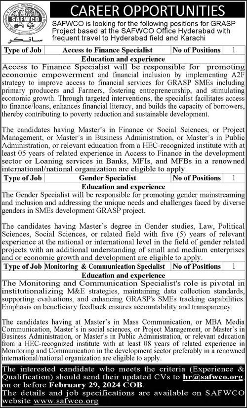 Sindh Agricultural Forestry Workers & Coordinating Jobs 2024 – Public Sector Organization Jobs 2024 — original advertisement