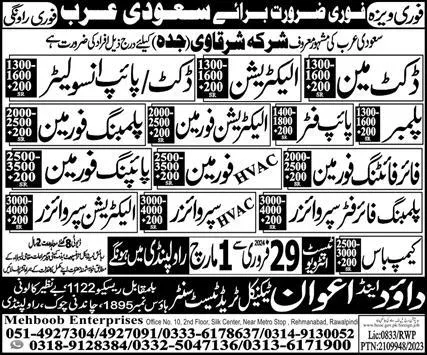 Docket Man & Electrician Jobs 2024 In Dubai – Blue Moon Enterprises Jobs 2024 — original advertisement