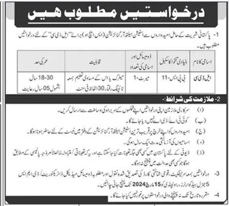 Station Health Organization Rawalpindi Jobs 2024 – Pakistan Army Jobs 2024 — original advertisement