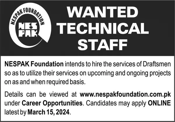 Nespak Foundation Lahore Punjab Jobs 2024 – NESPAK National Engineering Services Pakistan Jobs 2024 — original advertisement