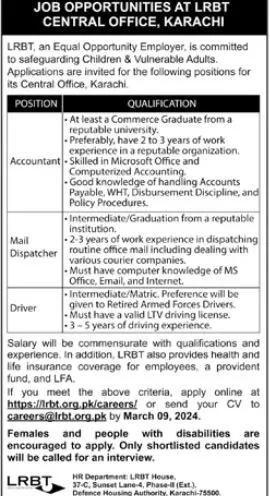 Lrbt Tertiary Eye Teachinal Karachi Jobs 2024 – LRBT Tertiary Eye Teaching  Hospital Jobs 2024 — original advertisement