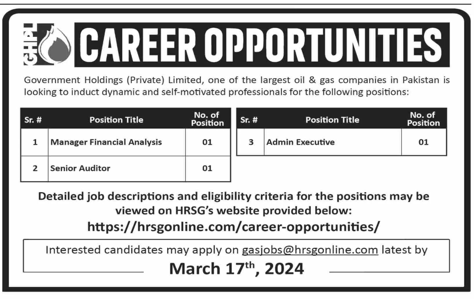 Government Holdings Private Limited Jobs 2024 – Private Company Jobs 2024 — original advertisement