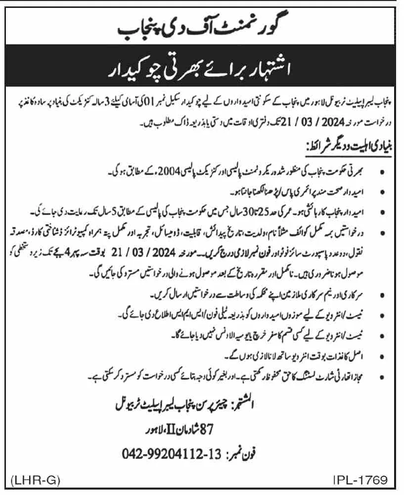 Government Of Punjab Lahore Jobs 2024 – Govt of Punjab Jobs 2024 — original advertisement