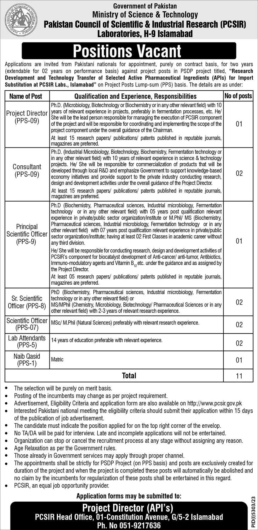 Pakistan Council Of Scientific & Industrial Research Jobs – Pakistan Council of Scientific and Industrial Research Jobs 2024 — original advertisement