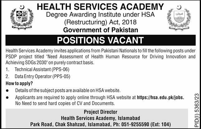 Health Service Academy Islamabad Jobs 2024 – Health Services Academy Jobs 2024 — original advertisement