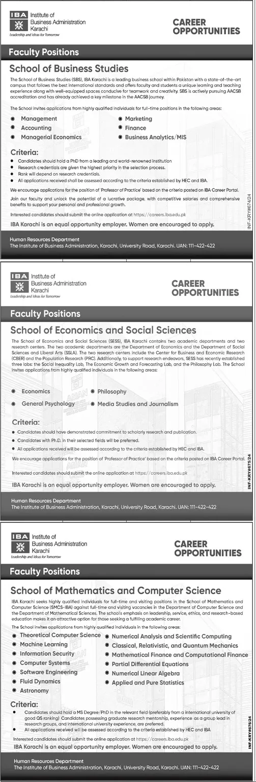 Institute Of Business Administration IBA Karachi Jobs 2024 Jobs 2024 — original advertisement