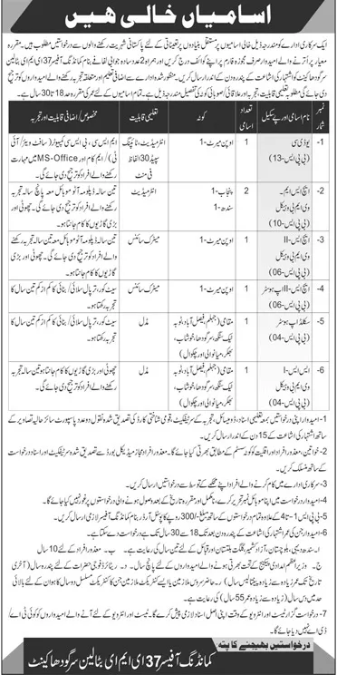 37 eme battalion sargodha Jobs 2024 – Pakistan Army Jobs 2024 — original advertisement