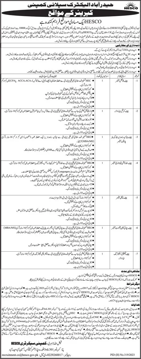 Hyderabad Electric Supply Company HESCO Hyderabad Jobs 2024 Jobs 2024 — original advertisement