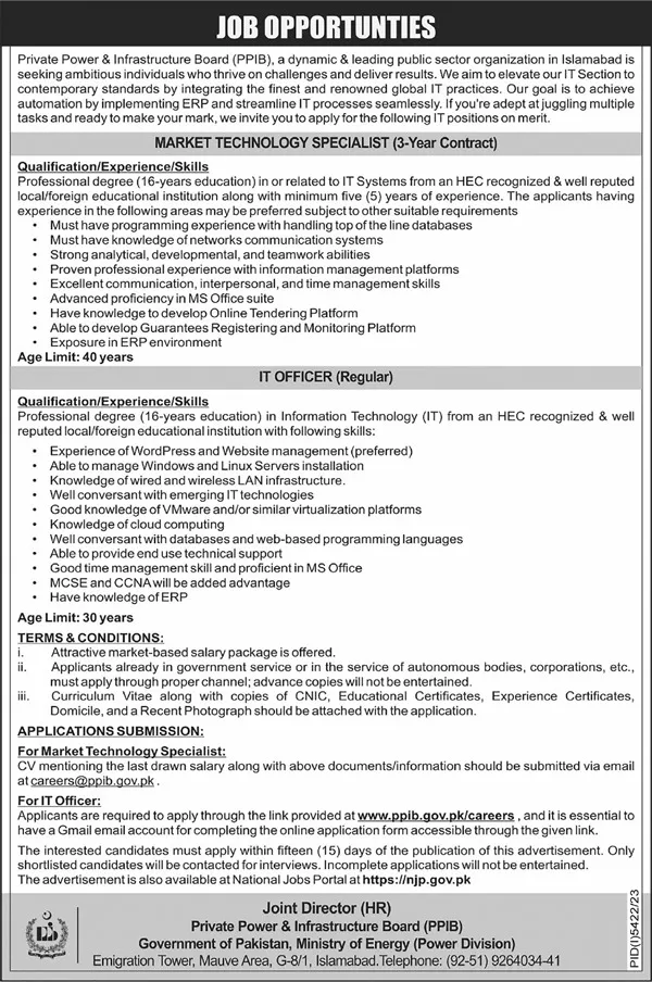 Private Power And Infrastructure Board PPIB Jobs 2024 – Private Company Jobs 2024 — original advertisement