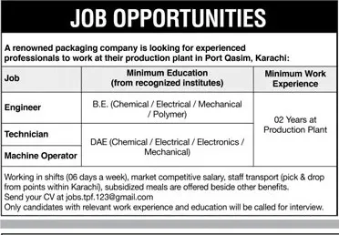 Renowed Packing Company Jobs 2024 – Private Company Jobs 2024 — original advertisement