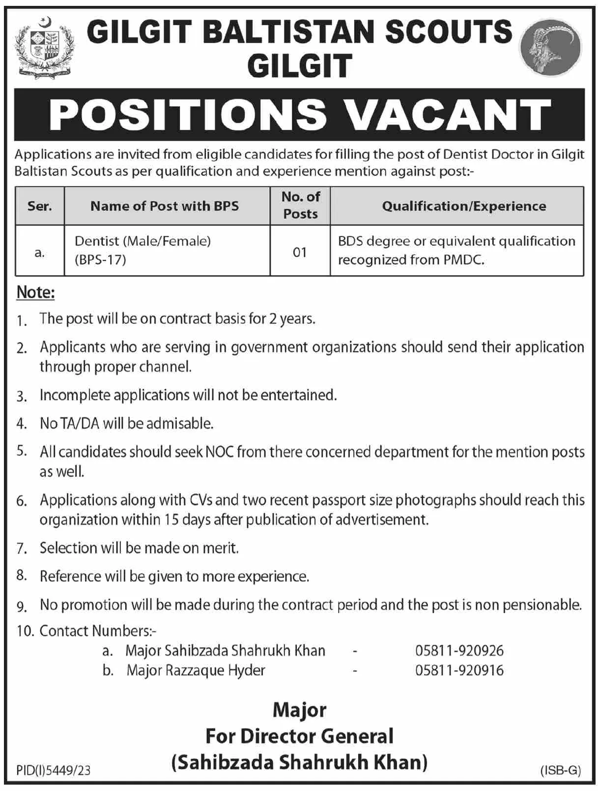 Gilgit Baltistan Scouts Jobs 2024 Jobs 2024 — original advertisement