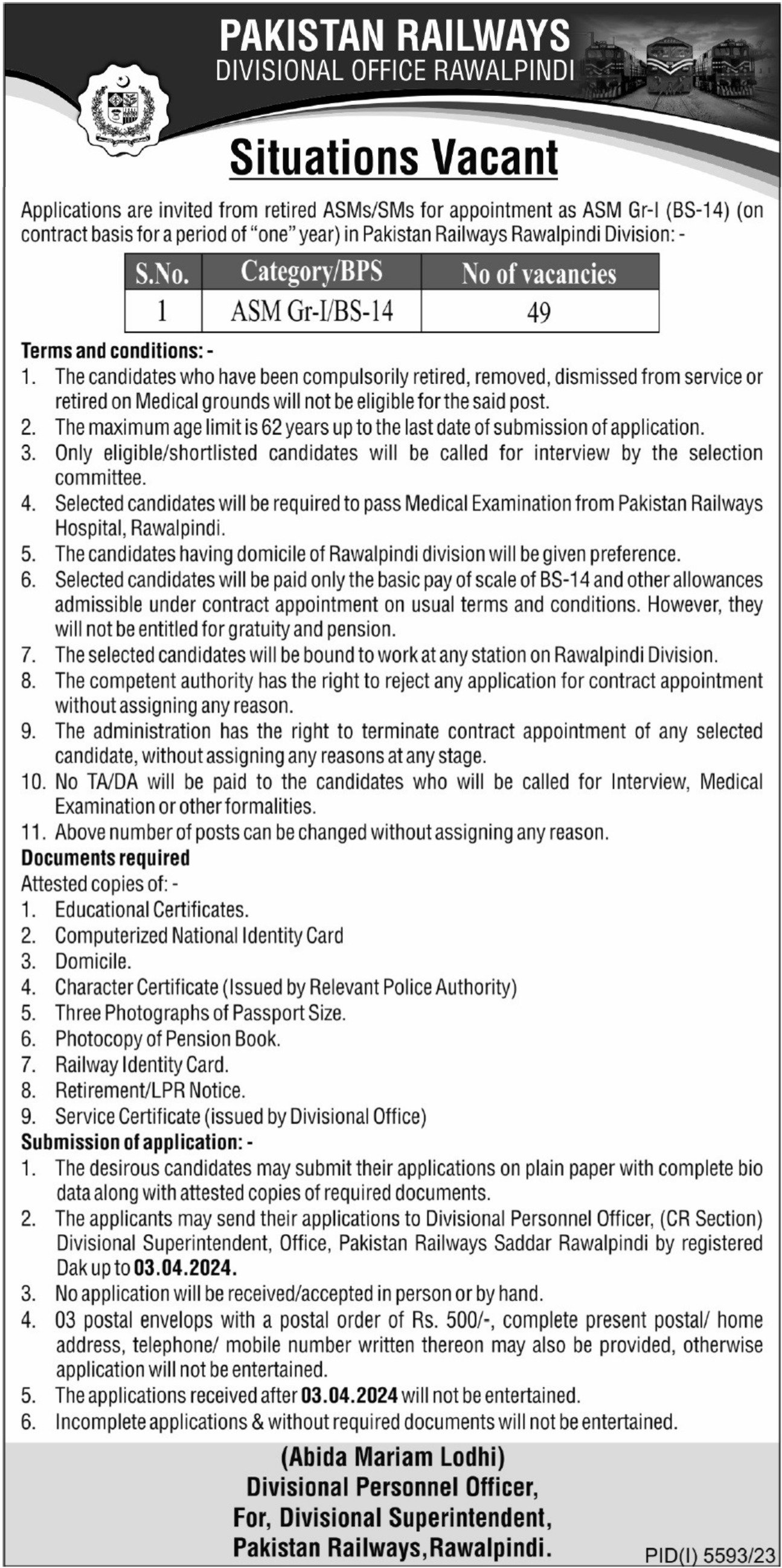 Pakistan Railways Rawalpindi Punjab Jobs 2024 – Ministry of Railways Islamabad Jobs 2024 — original advertisement