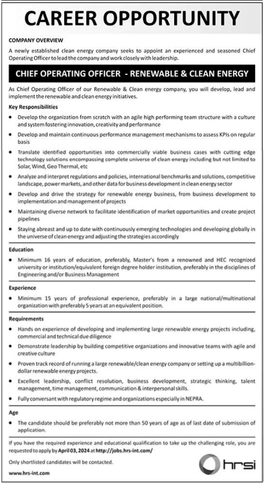 Human Resource Solution International HRSI Karachi Jobs – HRSG People and Business karachi Jobs 2024 — original advertisement
