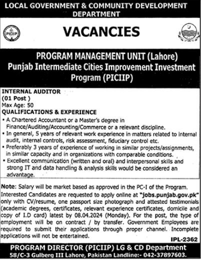 Local Government & Community Development Department Jobs – Local Government Department Punjab Jobs 2024 — original advertisement