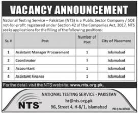 National Testing Service NTS Islamabad Jobs 2024 – Government of Pakistan Jobs 2024 — original advertisement