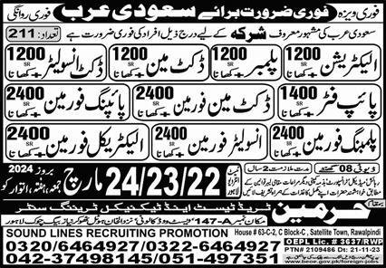 Insulator Foreman & Docket Insulator Jobs 2024 Saudi Arabia – Harmain Trade Test & Technical Training Center Jobs 2024 — original advertisement
