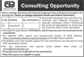 Centre For Peace And Development Initiatives CPDI Jobs 2024 – Public Sector Organization Jobs 2024 — original advertisement