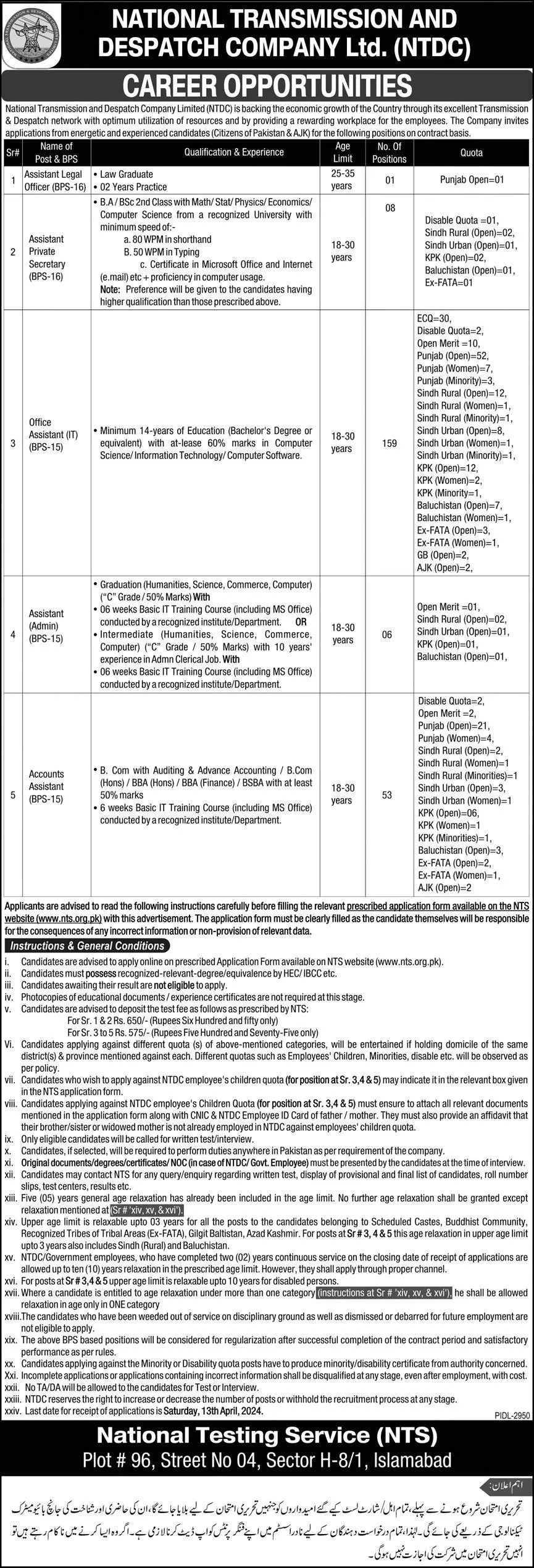 National Transmission & Despatch Company NTDC Jobs 2024 Jobs 2024 — original advertisement