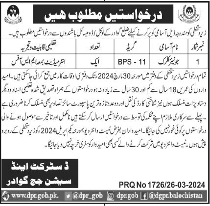 District and session Judge Gwadar Jobs 2024 – District & Session Judge Jobs 2024 — original advertisement