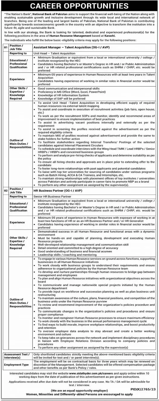 National Bank of Pakistan NBP Karachi Jobs 2024 Jobs 2024 — original advertisement