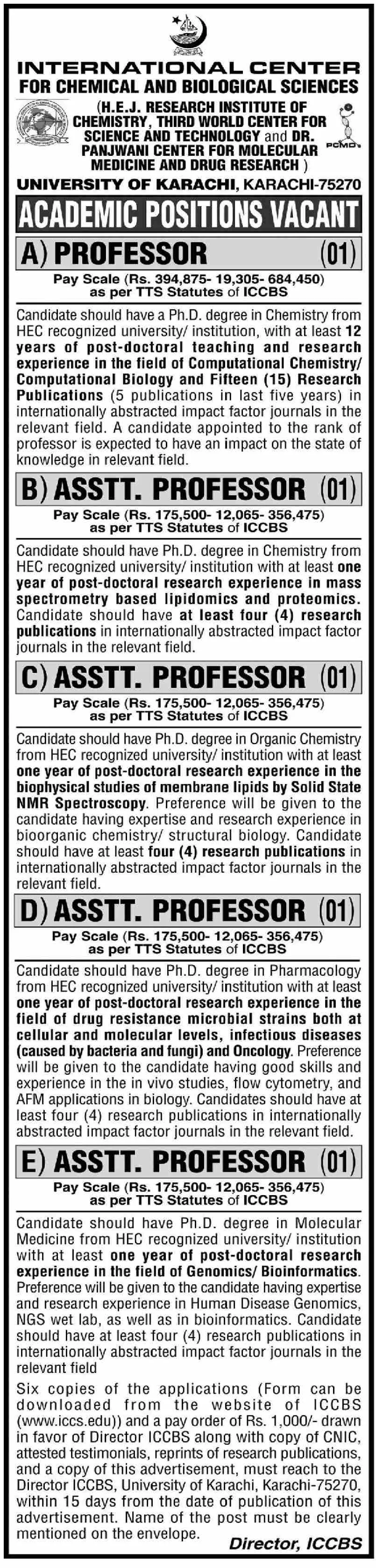 ICCBS University Of Karachi Sindh Jobs 2024 Jobs 2024 — original advertisement