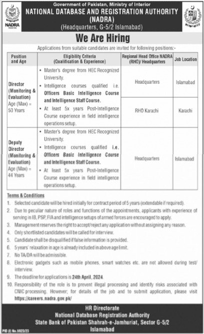 National Database & Registration Authority NADRA Jobs 2024 – National Database and Registration Authority Jobs 2024 — original advertisement