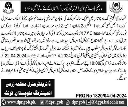Agriculture Department Balochistan Jobs 2024 Jobs 2024 — original advertisement