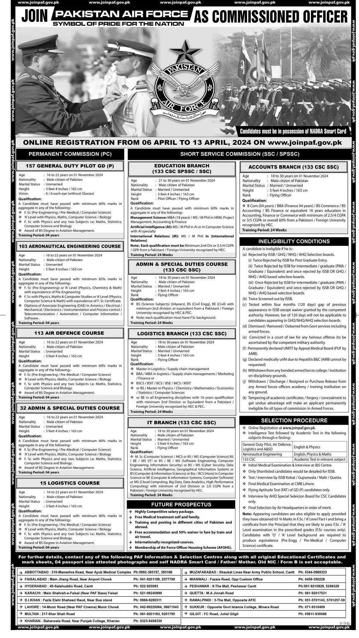Join Pakistan Air Force PAF As Commissioned Officers Jobs 2024 — original advertisement