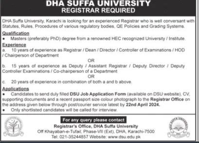 DHA Suffa University karachi Jobs 2024 Jobs 2024 — original advertisement