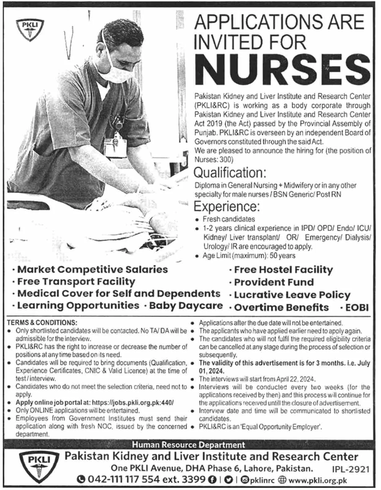 Pakistan Kidney And Liver Institute Jobs 2024 – Pakistan Kidney And Liver Institute (PKLI) And Research Centre Lahore Jobs 2024 — original advertisement