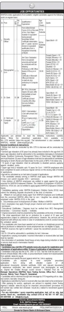 Water And Power Development Authority Punjab Jobs 2024 Jobs 2024 — original advertisement