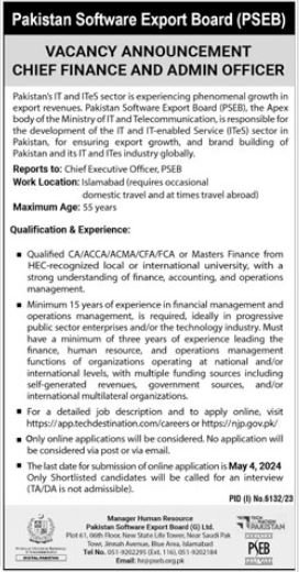 Pakistan Software Export Board PSEB Islamabad Jobs 2024 Jobs 2024 — original advertisement